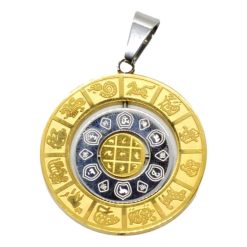 Amuleto feng shui medallón de los 8 símbolos tibetanos, los 12 signos y la sílaba HRIH