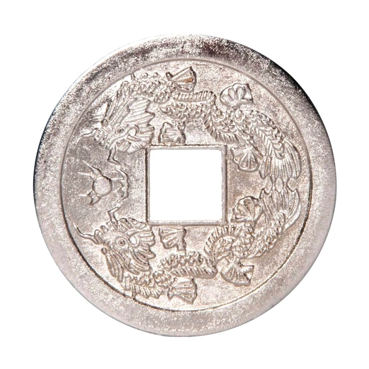 Moneda china de plata con dragón e ideogramas ganadores, amuleto de dinero, 40 mm (3)