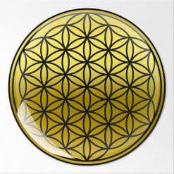Flor de la Vida 3D pegatina , símbolo dorado metálico