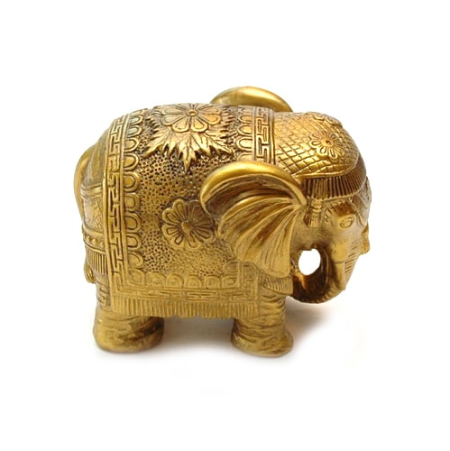 Figura elefante dorado para fertilidad y longevidad