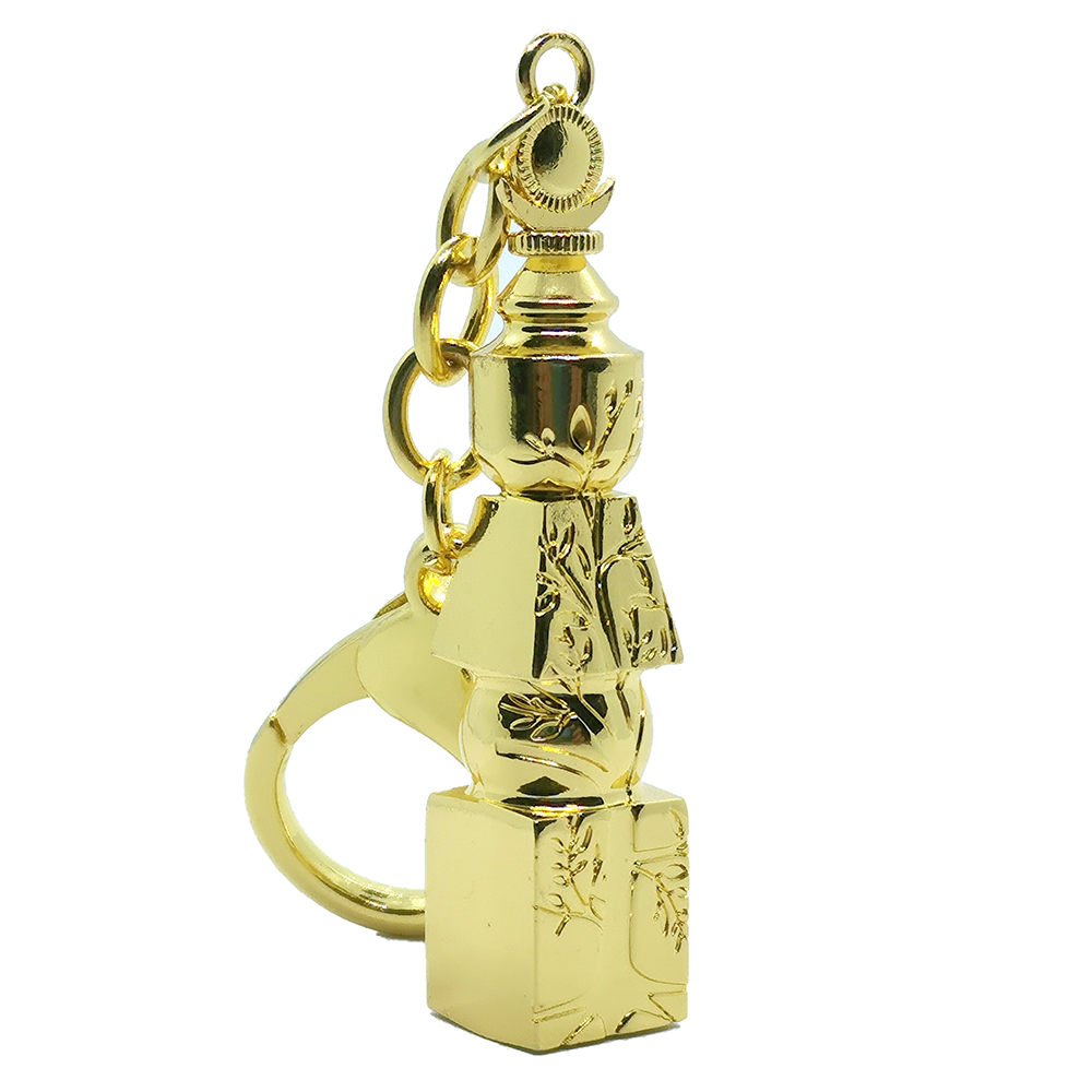 Amuleto Pagoda de los cinco elementos de metal dorado con incrustaciones del árbol de la vida