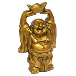 Figura del Buda sonriente con lingote dorado