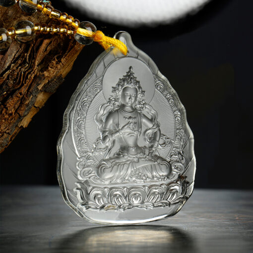 Colgante con Buda - Tara Blanca de cristal liuli para Fuerza Vital y fertilidad