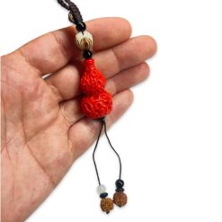 Amuleto con Wu Lou Rojo de  cinabrio - Flor de Loto y semillas rudraksha
