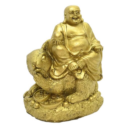 Figura Feng Shui con Conejo, Buda sonriente-feliz y monedas