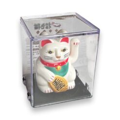 Gato de la suere feng shui Maneki Neko color blanco 5 cm SOLAR