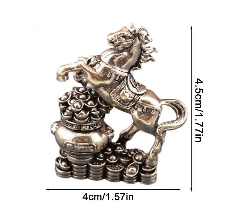 Figura Feng Shui del Caballo 2026 con monedas y olla de la abundancia ...