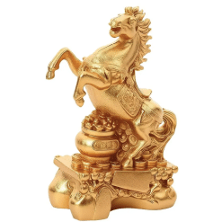 Figura Feng Shui del Caballo 2026 con monedas y olla de la abundancia 8cm